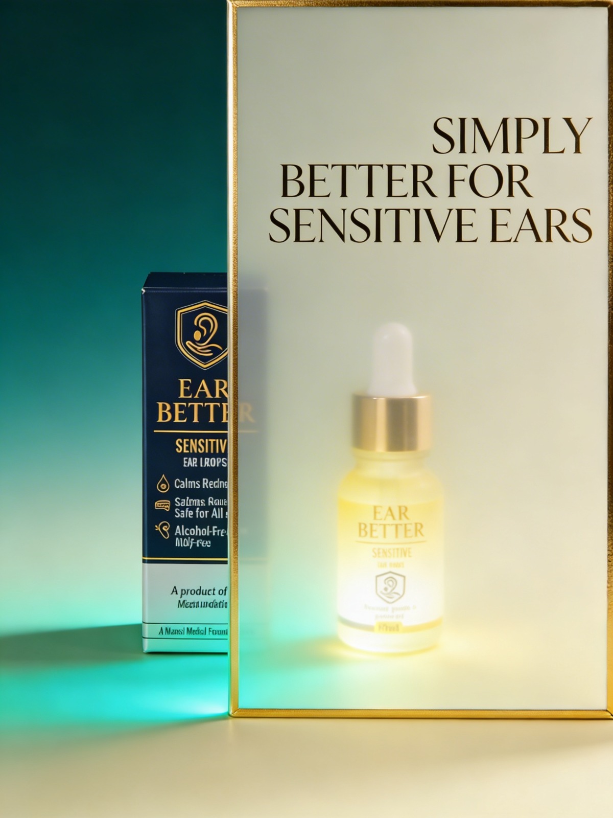 EAR BETTER product behind frosted glass